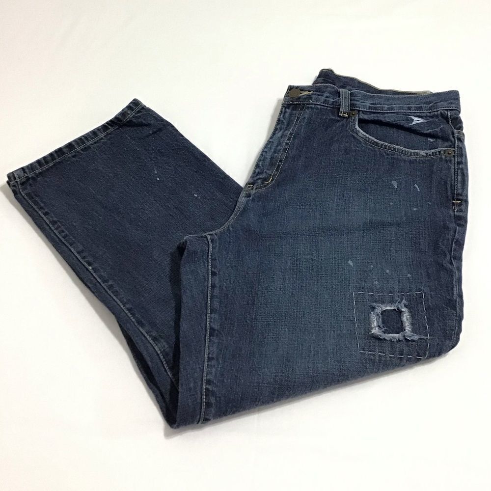 American
Living Paint Splash Distressed Crop Jean